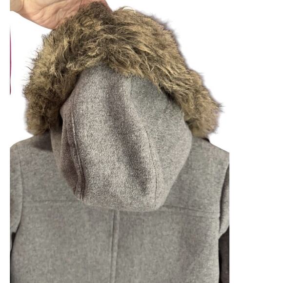 J Crew Vail Parka Womens Jacket Wool Faux Fur Trim Hood Coat Gray Size 4 - Picture 8 of 10